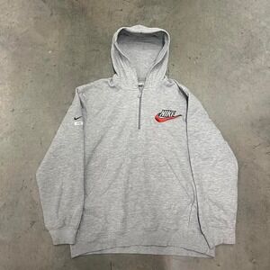 Vintage‎ Y2K Nike quarter zip silver bag tag all embroidered hoodie